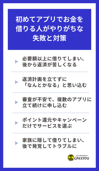 初めてアプリでお金を借りる人がやりがちな失敗と対策